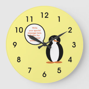 Birthday Suit Talking Ms. Penguin Personalised Large Clock