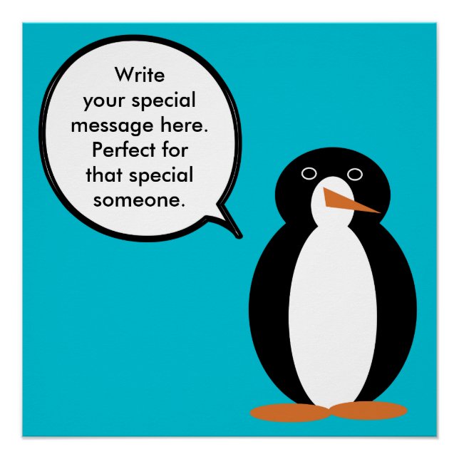 Birthday Suit Talking Ms. Penguin Personalised Poster (Front)