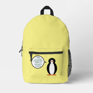Birthday Suit Talking Ms. Penguin Personalised Printed Backpack