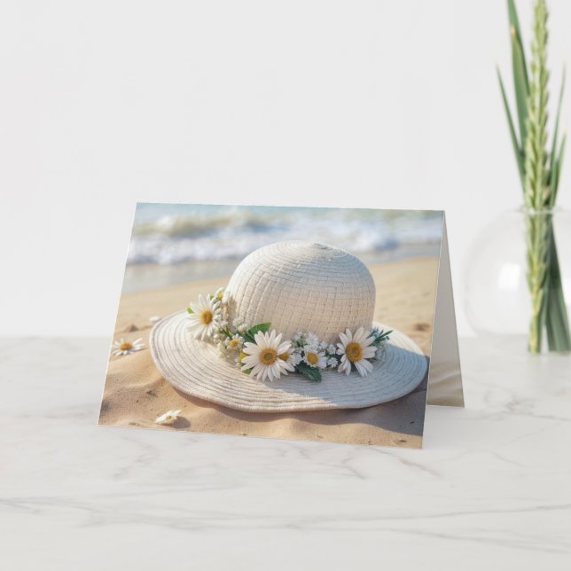Birthday Summer Beach Hat Card (Front)