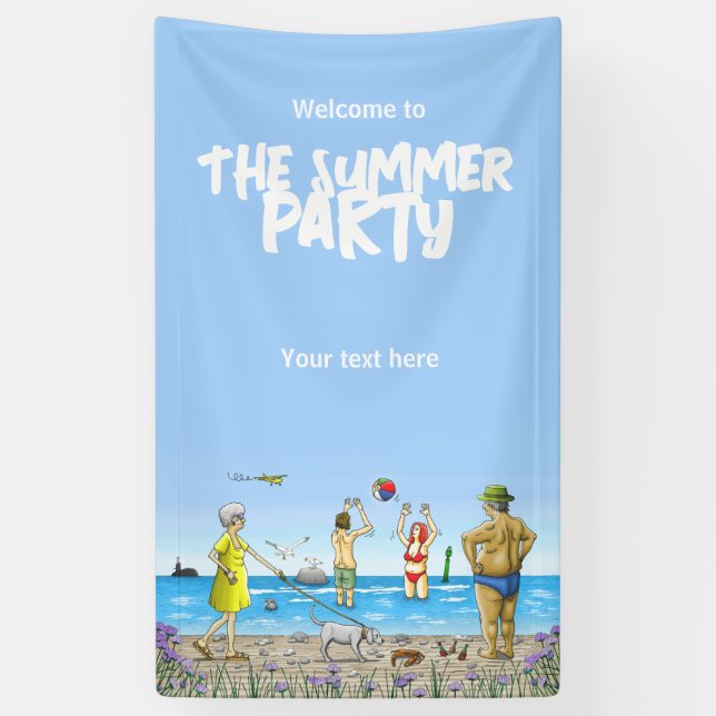 Birthday Summer Beach Party Banner (Vertical)