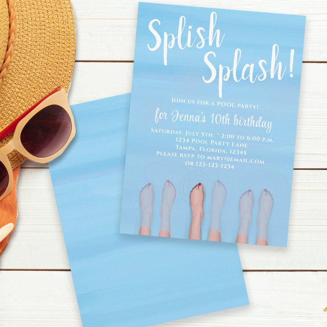 Birthday Summer Beach Trendy Swimming Invitation (Creator Uploaded)