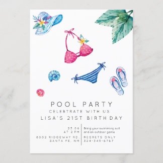 birthday summer pool party invitation
