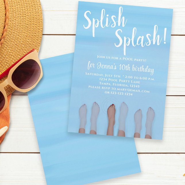 Birthday Summer Trendy Swimming  Invitation (Creator Uploaded)