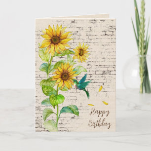 Birthday Sunflower and Hummingbird Card