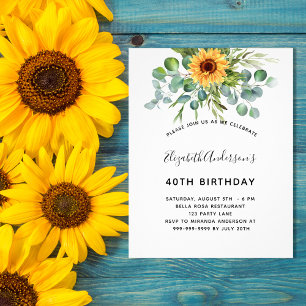 Birthday sunflower eucalyptus glitter budget flyer