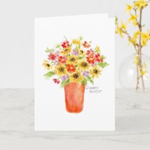 Birthday Sunflower Vase Religious Joy Blessings Card