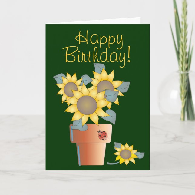 BIRTHDAY SUNFLOWERS by SHARON SHARPE Card (Front)