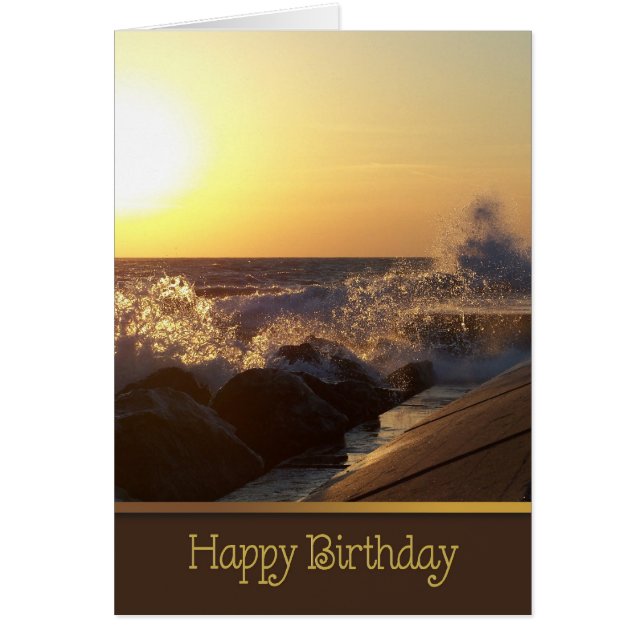 birthday sunset over beach rocks (Front)