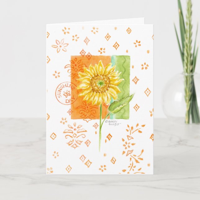 Birthday Sunshine Day Sunflower Greeting Card  (Front)