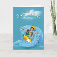 Birthday Surfer on Wave 