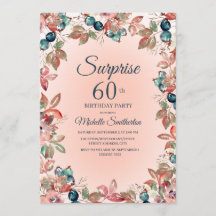 Birthday Surprise 60th Women Pink Teal Floral