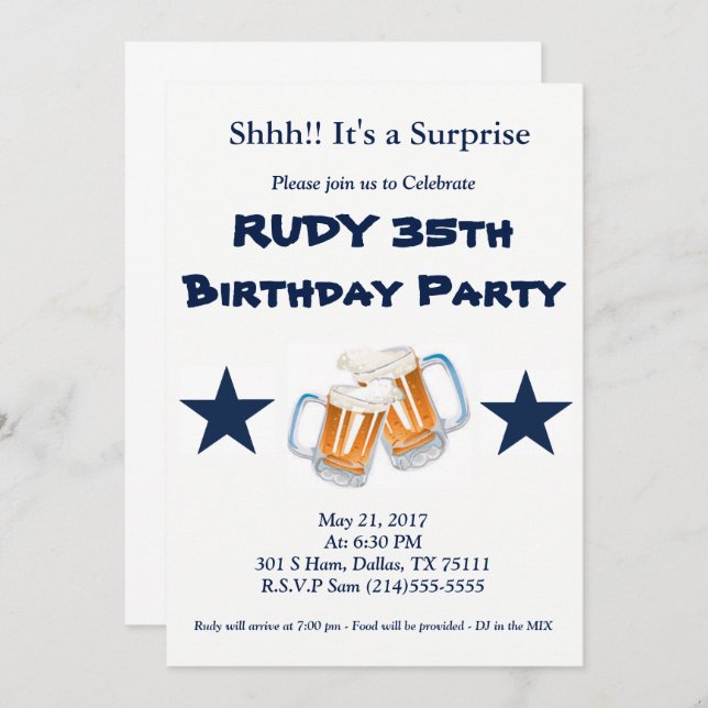 Birthday Surprise Invitation (Front/Back)