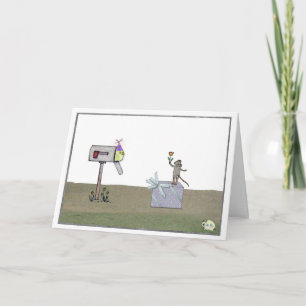 Birthday Surprise - Mailbox, Mouse and Chick Card