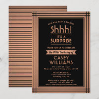 Birthday Surprise Party Elegant Black and Copper