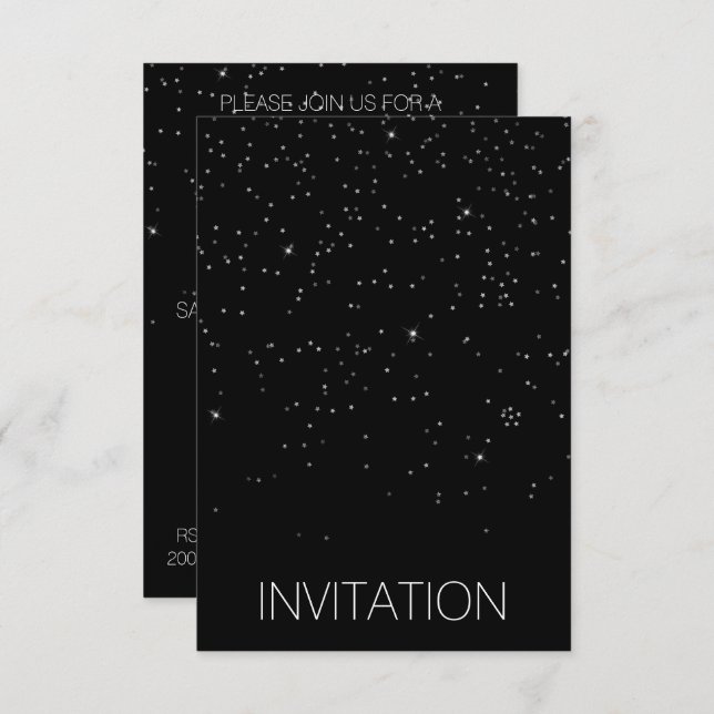 Birthday Surprise Party Invitation Vip Silver (Front/Back)