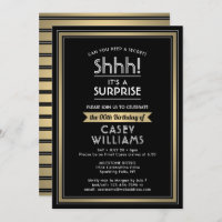 Birthday Surprise Party Shhh! Black, White & Gold