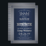 Birthday Surprise Party Shhh! Elegant Navy Blue Save The Date<br><div class="desc">Can you keep a secret? Invite family and friends to an elegant and exciting surprise birthday celebration with custom navy blue and faux silver foil save the date party invitations. All wording on this template is simple to personalise, including message that reads "Shhh! It's a SURPRISE." The design features a...</div>