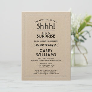 Birthday Surprise Party Shhh! Simple Elegant Invitation