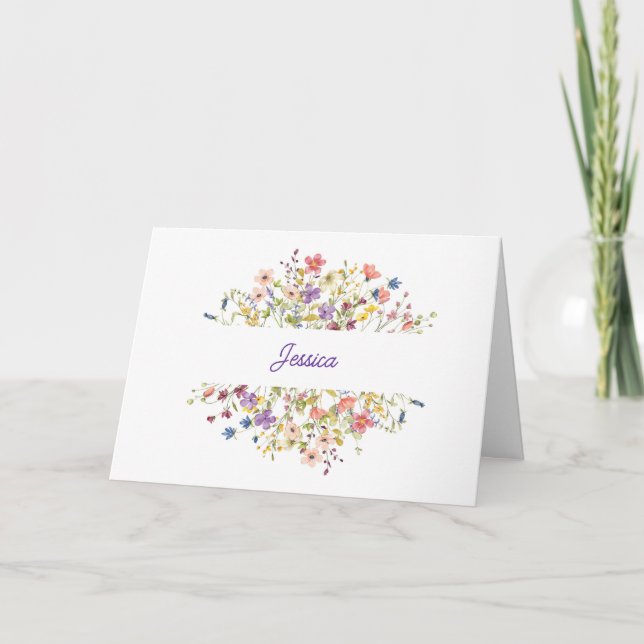 Birthday Surrounded by Delicate Wildflowers Card (Front)