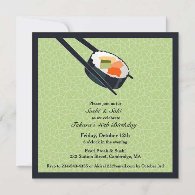 Birthday Sushi Party Flat Invitation (Front)