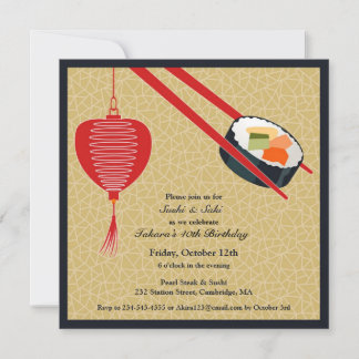 Birthday Sushi Party Flat Invitation