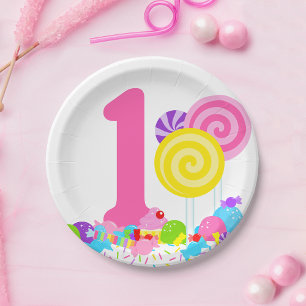 Birthday Sweet Candy Lollipop Paper Plate