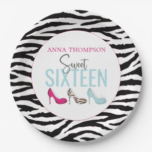 Birthday Sweet Sixteen Cute Girl Colourful Shoes Paper Plate