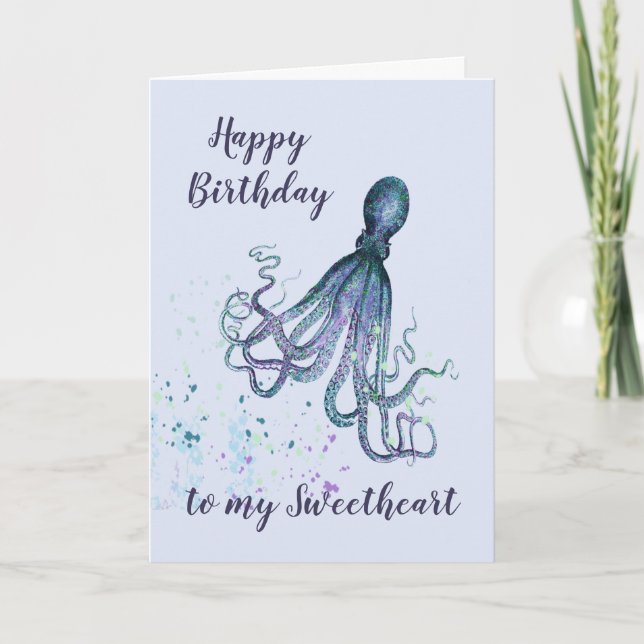 Birthday Sweetheart Fun Romantic Octopus Humour Card (Front)