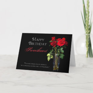 Birthday - Sweetheart - Red Roses Card