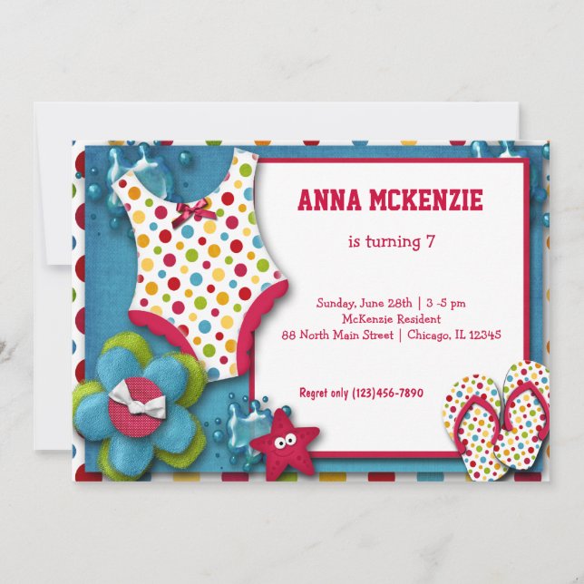 Birthday Swim Suit Invitation (Front)