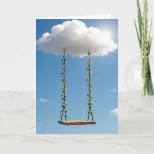 Birthday Swing Hanging From a Cumulus Cloud Card