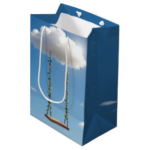 Birthday Swing Hanging From a Cumulus Cloud Medium Gift Bag