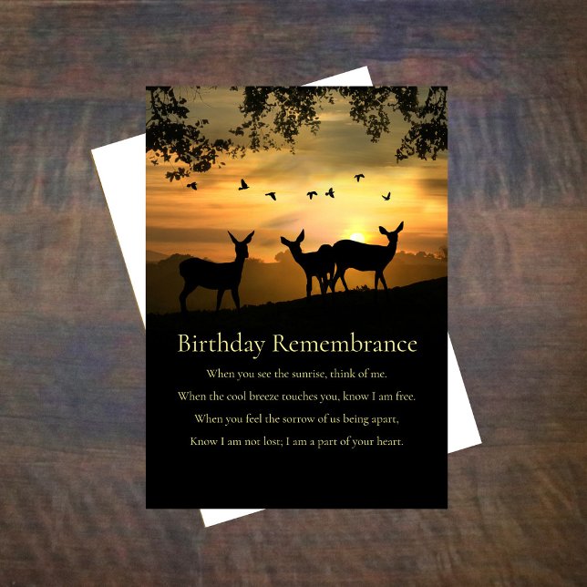Birthday Sympathy Remembrance with Deer and Poem Card (Creator Uploaded)