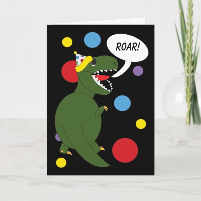Birthday T-Rex Dinosaur Card (Front)