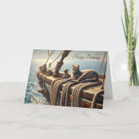 Birthday Tabby Cat On Nautical Ropes