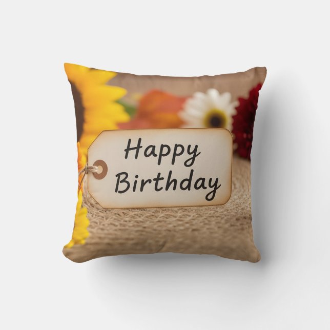 Birthday tag flower decoration cushion (Front)