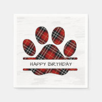 Birthday Tartan Plaid Paw Print