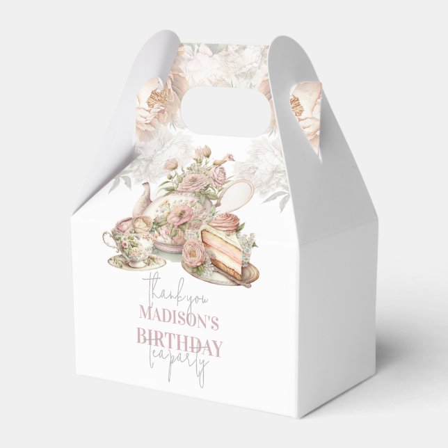 Birthday Tea Party Beautiful Floral Personalised Favour Box (Front Side)