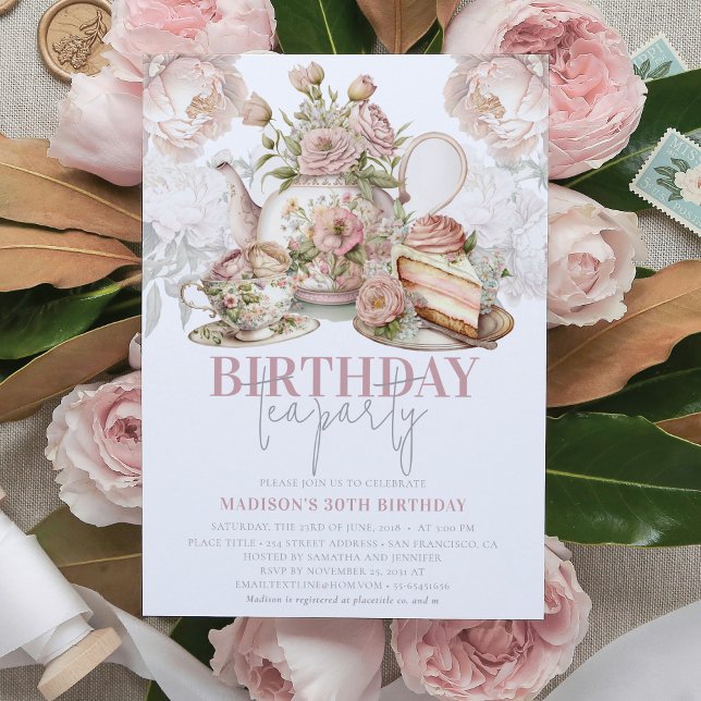 Birthday Tea Party Floral Elegant Invitation (Creator Uploaded)