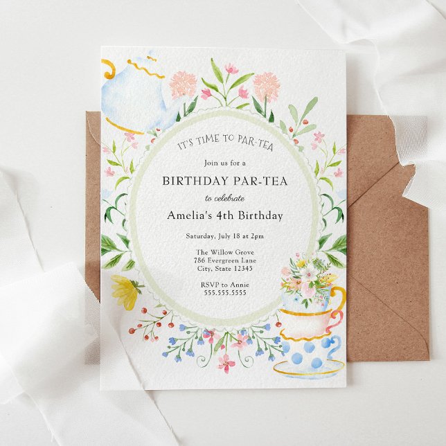 Birthday Tea Party Whimsical Wildflower Invitation (Creator Uploaded)