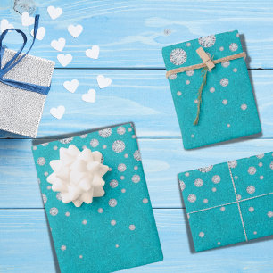 Birthday teal glitter green diamonds luxurious wrapping paper sheet