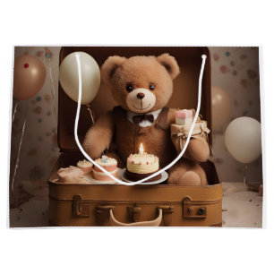 Birthday teddy bear large gift bag