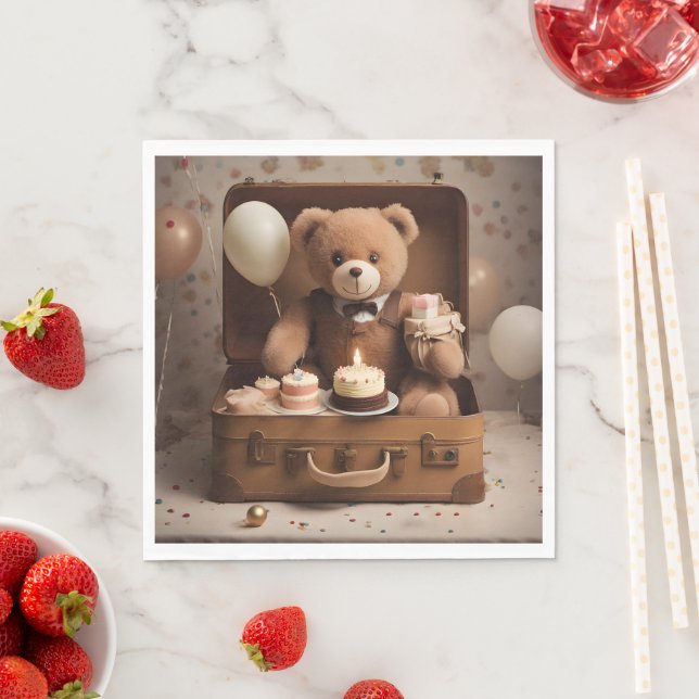 Birthday teddy bear napkin (Insitu)