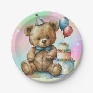 Birthday Teddy Bear Paper Plate