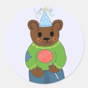 Birthday Teddybear Classic Round Sticker