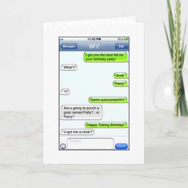 Birthday Text - Humour Card (Front)