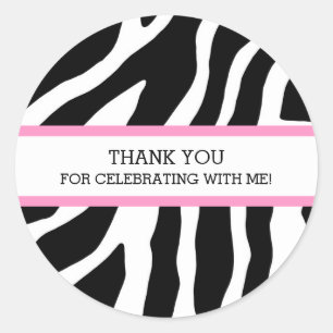 Birthday Thank You Custom Favour Tags Zebra