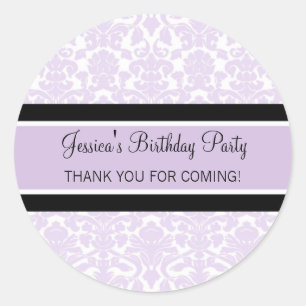 Birthday Thank You Custom Name Favour Tags Lilac