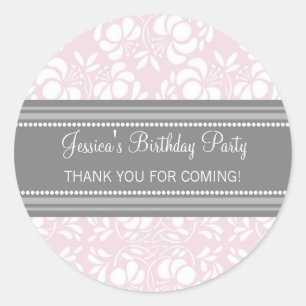 Birthday Thank You Custom Name Favour Tags Pink